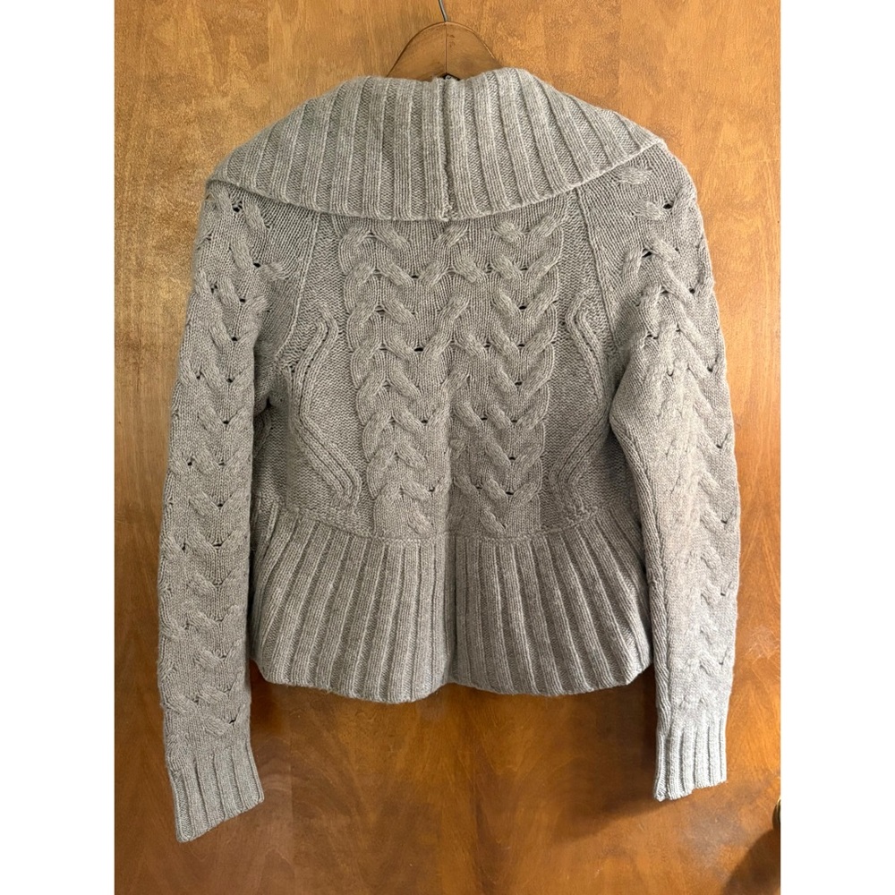 Vince Alpaca Wool Cashmere Tan Bolero Cocoon Cardigan Sweater Cable Knit Preppy - Picture 2 of 13